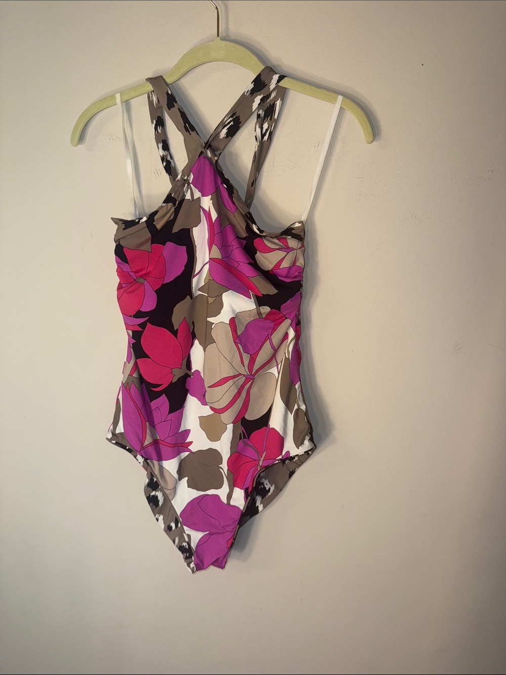 Trina Turk Reversable Floral One-Piece Swimsuit in Pink, Magenta, Brown, White